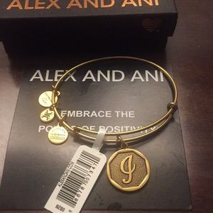 ALEX & ANI initial Charm Bracelet - letter J or I